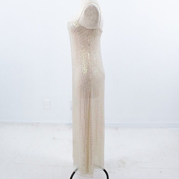 VTG 90s Genny Prada 4 Silk Hologram Sequin Gown - Picture 7 of 15